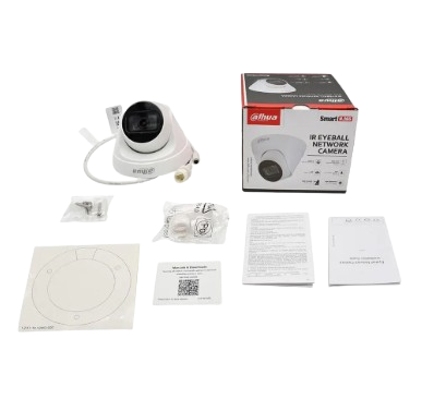 CAMARA DAHUA IP DOMO SEMIMETALICO DE 4MP CON AUDIO / 20FPS / LENTE 2.8MM / FOV 101° / WDR / 120DB / IR 30M / H.265+ Y H.264+ / POE Y PROTECCION IP67