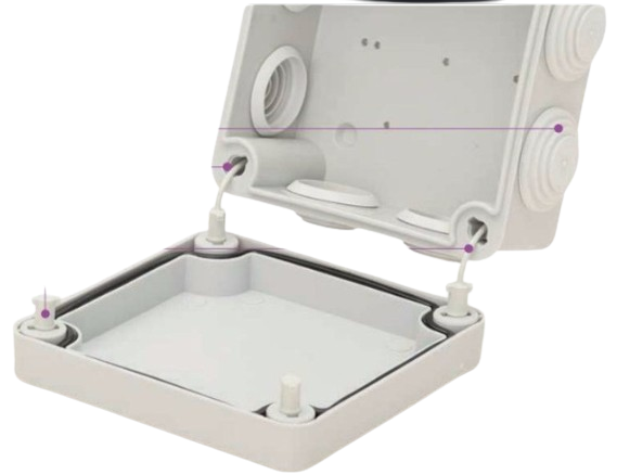 CAJA CON CONOS CUADRADA PLÁSTICA IP55. PLÁSTICA TAMAÑO 100X100X55MM 7 CONES.