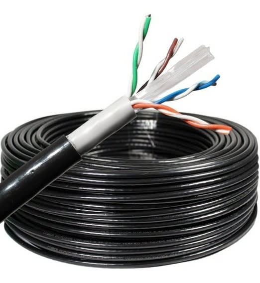 CABLE CAT 6 100% COBRE EXTERIOR COLOR NEGRO / 4 PARES/ 0,50MM *2*4/ 305 ,METROS (1000PIES)