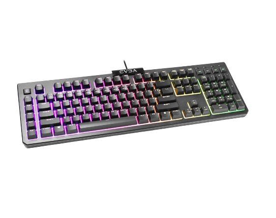 EVGA Z12 / TECLADO GAMING / SWITCH MEMBRANA / TECLAS PROGRAMABLE / 5 ZONAS RGB / RESISTENTE AL AGUA / INGLES/ESPAÑOL.