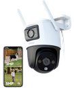 CAMARA IP PT DUAL WIFI FULL COLOR DE 10MP/ LENTE FIJO DE 5MP + LENTE PT 5MP /30 METROS DE ILUMINACION NOCTURNA/ MICROFONO Y ALTAVOZ INTEGRADOS/ AUDIO BIDIRECCIONAL/IMOU SENSE