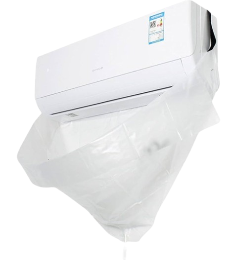 BOLSA PLÁSTICA TRANSPARENTE PARA MANTENIMIENTOS DE AIRES ACONDICIONADOS TIPO SPLIT DE 12,000 HASTA 24,000 BTU.  #BolsaMantenimientoAA #MantenimientoSplit #LimpiezaProfesional #SolucionesAireAcondicionado #HerramientasClimatización