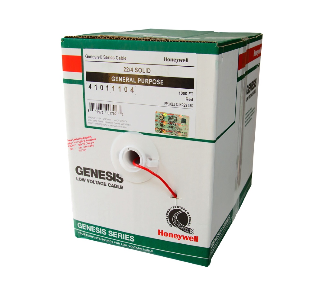 CABLE DE INCENDIO GENESIS 18X2 COLOR ROJO 1000 PIES