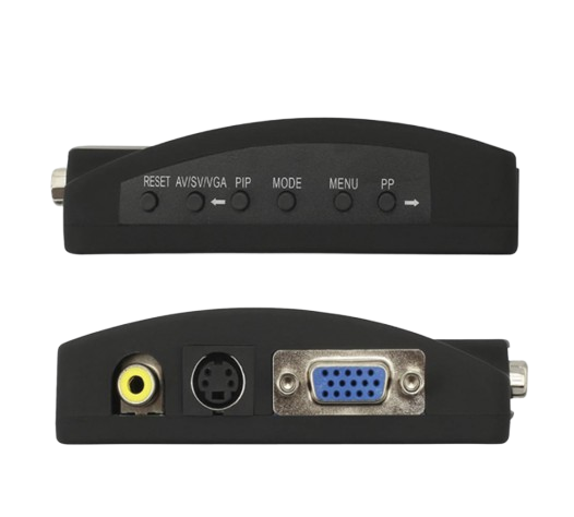 CONVIERTE SEÑALES DE VIDEO COMPUESTO (RCA) Y S-VIDEO EN SALIDA VGA PARA PROYECTORES, MONITORES O PANTALLAS. IDEAL PARA CONECTAR DISPOSITIVOS ANTIGUOS COMO REPRODUCTORES DE DVD, CONSOLAS RETRO O CÁMARAS DE SEGURIDAD A PANTALLAS MODERNAS. #VideoConverter #RCAtoVGA #SVideoToVGA #ConvertidorDeVideo #AdaptadorVGA #Monitores