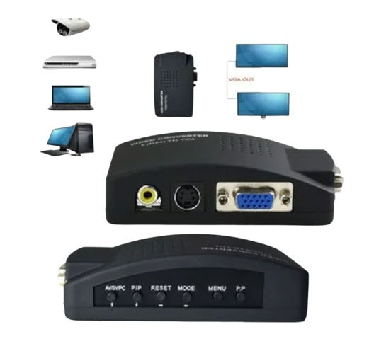 CONVIERTE SEÑALES DE VIDEO COMPUESTO (RCA) Y S-VIDEO EN SALIDA VGA PARA PROYECTORES, MONITORES O PANTALLAS. IDEAL PARA CONECTAR DISPOSITIVOS ANTIGUOS COMO REPRODUCTORES DE DVD, CONSOLAS RETRO O CÁMARAS DE SEGURIDAD A PANTALLAS MODERNAS. #VideoConverter #RCAtoVGA #SVideoToVGA #ConvertidorDeVideo #AdaptadorVGA #Monitores