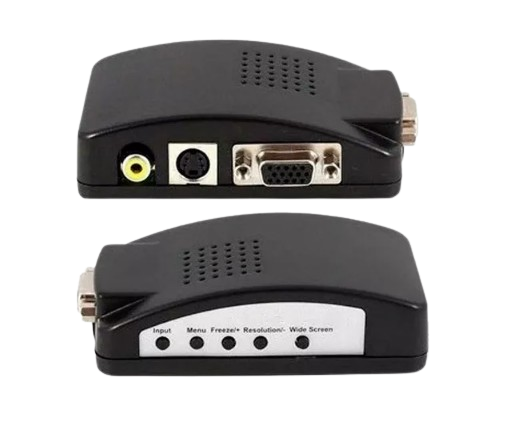 CONVIERTE SEÑALES DE VIDEO COMPUESTO (RCA) Y S-VIDEO EN SALIDA VGA PARA PROYECTORES, MONITORES O PANTALLAS. IDEAL PARA CONECTAR DISPOSITIVOS ANTIGUOS COMO REPRODUCTORES DE DVD, CONSOLAS RETRO O CÁMARAS DE SEGURIDAD A PANTALLAS MODERNAS. #VideoConverter #RCAtoVGA #SVideoToVGA #ConvertidorDeVideo #AdaptadorVGA #Monitores
