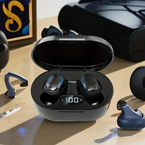 AURICULARES INALÁMBRICOS CON PANTALLA LED DIGITAL INTELIGENTE-BATERIA DE LITIO RECARGABLE / CANCELACION DE RUIDO / DISEÑO DE ATRAS SEMIABIERTO/ CARGA USB TIPO C /