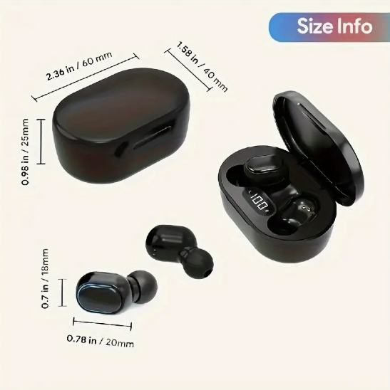 AURICULARES INALÁMBRICOS CON PANTALLA LED DIGITAL INTELIGENTE-BATERIA DE LITIO RECARGABLE / CANCELACION DE RUIDO / DISEÑO DE ATRAS SEMIABIERTO/ CARGA USB TIPO C /