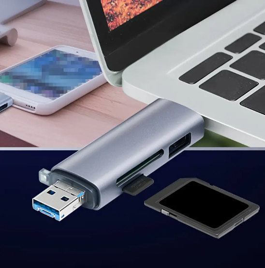 LECTOR DE TARJETAS UNIVERSAL OTG DE ALTA VELOCIDAD 5-1 PARA COMPUTADORA, ANDROIS, TELEFONO MOVIL / TIPO C / CAMARA MULTIUSOS Y UNIDAD FLASH USB