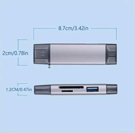 LECTOR DE TARJETAS UNIVERSAL OTG DE ALTA VELOCIDAD 5-1 PARA COMPUTADORA, ANDROIS, TELEFONO MOVIL / TIPO C / CAMARA MULTIUSOS Y UNIDAD FLASH USB