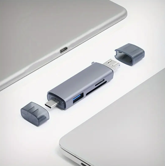 MGM MGM-HUB-USB-3E-BLANCO - LECTOR DE TARJETAS UNIVERSAL OTG DE ALTA VELOCIDAD 5-1 PARA COMPUTADORA, ANDROIS, TELEFONO MOVIL / TIPO C / CAMARA MULTIUSOS Y UNIDAD FLASH USB BLANCO