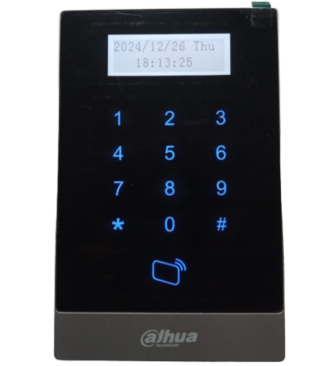 1 DAHUA ASI1201A-D - TECLADO TOUCH PARA CONTROL DE ACCESO CON PANTALLA LCD / LECTORA DE TARJETAS ID / FUNCIÓN INDEPENDIENTE / 30,000 USUARIOS / 150,000 REGISTROS / DESBLOQUEO CON PASSWORD Y/O TARJETAS / TCP/IP. / RS-485 Y WIEGAND / ANTI-PASSBACK.