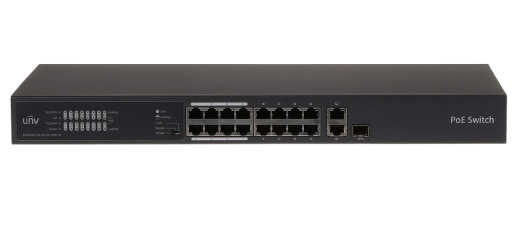 1 UNIVIEW UN-NSW2020-16T1GT1GC-POE-IN - SWITCH POE+ 16FAST / 16 POE / 1 GIGAETHERNET + 1 GIGAETHERNET COMBO UNV NSW2020-16T1GT1GC-POE-IN / POE AF / AT / 225 W TOTAL / NO ADMINISTRABLE / MÚLTIPLES MODOS DE TRABAJO : PREDETERMINADO (MODO NORMAL) / EXTENDIDO (HASTA 250 M) / VLAN (MODO SEGURO). #UNVSwitchPoE #SwitchPoE16Puertos #SwitchUNIVIEW #UNNSW202016T1GT1GC #SwitchRedIP #SwitchParaCamaras #PoESwitchProfesional #TecnologíaUNV #SeguridadElectrónicaPanamá #MGMDistribuidorOficial