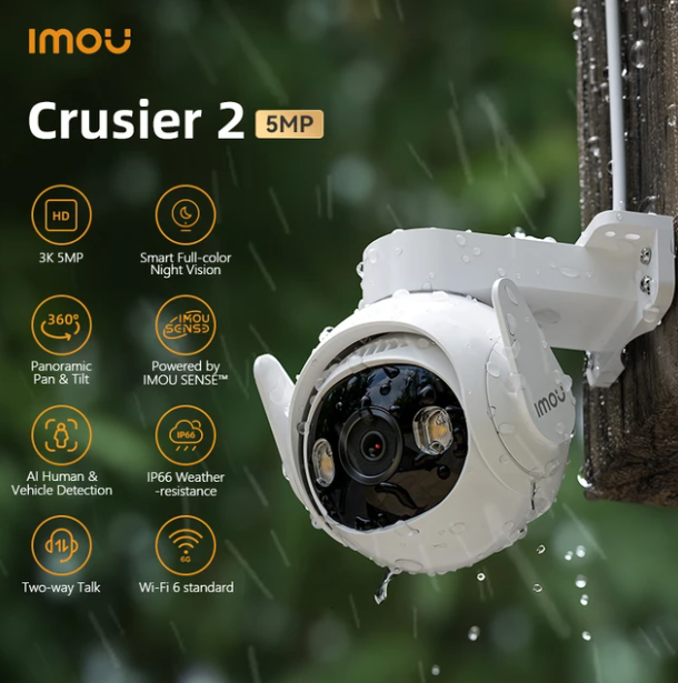 CAMARA IMOU IP. CRUISER 2 DE 5MP/3K 25FPS 3,6MM H.265 DETEC. MOVIMIENTO Y VISION NOCTURNA. IR30 METROS AUDIO 2 VIAS IP66.