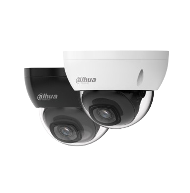 CAMARA IP DOMO DAHUA DE 4 MEGAPIXELS CON AMPLIO RANGO DINÁMICO WDR, LONGITUD IR DE 30 METROS, LENTE FIJO DE 2,8MM H.265+ / SOPORTE DE ALIMENTACIÓN 12V CC / POE