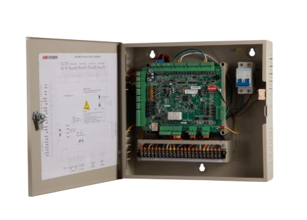 ﻿PANEL CONTROLADORA DE ACCESO HIKVISION/ 4 PUERTA/ 8 LECTORES HUELLAS Y TARJETAS/ INTEGRACIÓN CON VIDEO/ 100,000 TARJETAS/ INCLUYE GABINETE Y FUENTE DE ALIMENTACIÓN 12VCC/ 8A. SOPORTA BATERÍA DE RESPALDO.﻿