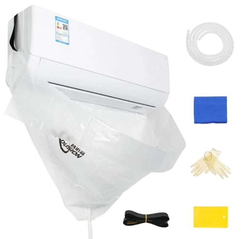 BOLSA PLÁSTICA TRANSPARENTE PARA MANTENIMIENTOS DE AIRES ACONDICIONADOS TIPO SPLIT DE 12,000 HASTA 36,000 BTU.  #BolsaMantenimientoAA #MantenimientoSplit #LimpiezaProfesional #SolucionesAireAcondicionado #HerramientasClimatización