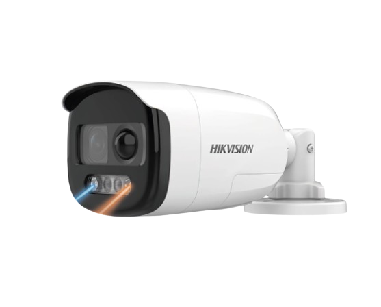 CÁMARA ANÁLOGA DE 2MP. TURBOHD CON IMAGEN A COLOR 24/7. LENTE 2.8 mm / LUZ BLANCA 40 Mts / EXTERIOR / IP67 / WDR 130DB / SENSOR PIR / SIRENA INTEGRADA / SALIDA DE AUDIO ESTROBO ROJO & AZUL.  MICRÓFONO INTEGRADO. #Hikvision #seguridad #Inteligencia #Artifical