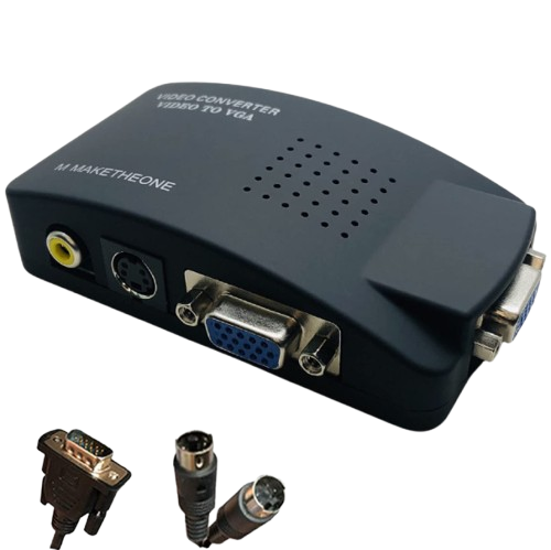 MGM MGM -RCA-VGA -VIDEO-CONVERTIDOR - CONVIERTE SEÑALES DE VIDEO COMPUESTO (RCA) Y S-VIDEO EN SALIDA VGA PARA PROYECTORES, MONITORES O PANTALLAS. IDEAL PARA CONECTAR DISPOSITIVOS ANTIGUOS COMO REPRODUCTORES DE DVD, CONSOLAS RETRO O CÁMARAS DE SEGURIDAD A PANTALLAS MODERNAS. #VideoConverter #RCAtoVGA #SVideoToVGA #ConvertidorDeVideo #AdaptadorVGA #Monitores