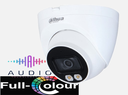 CÁMARA IP DOMO DE 4MP. FULL COLOR DAHUA/ LENTE DE 2.8 mm MICRÓFONO INTEGRADO/ 107° DE APERTURA/ H.265/ LUZ LED 30 Mts. WDR REAL/ RANURA PARA MicroSD IP67/ POE.