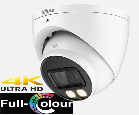 CÁMARA ANÁLOGA DOMO EYEBALL 4K. FULL COLOR/ 8MP. LENTE DE 2.8 mm/ 106 GRADOS DE APERTURA/ MICRÓFONO INTEGRADO/ 40 Mts. DE ILUMINACIÓN/ IMÁGENES A COLORES 24/7. SÚPER ADAPTABLE/ WDR DE 120 dB.