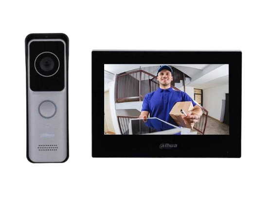 DAHUA DHI-KTW02 - KIT DE VIDEO PORTERO IP. WIFI. CON UN EXCELENTE MONITOR DE 7 PULGADAS WIFI / 6&1 E&S DE ALARMA / SOPORTA POE / FRENTE DE CALLE CON CÁMARA DE 2MP. RANURA MicroSD / APERTURA DE PUERTA / SOPORTA HASTA 3000 TARJETAS / IP65. #DahuaKTW02 #VideoporteroIP #SeguridadResidencial #ControlDeAcceso