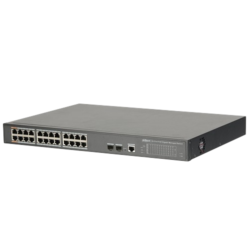 SWITCH DE 24 PUERTOS POE DAHUA GIGABIT/ ADMINISTRABLE CAPA 2/ 240W TOTALES/ POE HI-POE/ 2 PUERTOS SFP 100/1000 BASE-X/ CAPACIDAD DE SWITCHING 52 GB/S// ESPECIALMENTE PARA PROYECTOS. #SMBMonitoreo