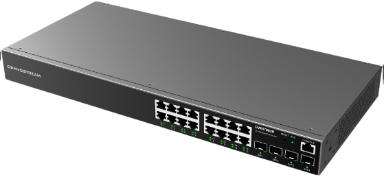 SWITCH DE 16 PUERTOS POE ADMINISTRABLES GRANDSTREAM 10/100/1000 Mbps + 4 PUERTOS SFP Uplink HASTA 240W. COMPATIBLE CON GWN CLOUD.