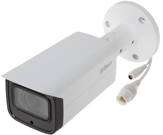 CÁMARA IP BULLET DAHUA DE 4MP. LENTE MOTORIZADO DE 2.7 A 13.5MM/ IR 60MTS/ WDR REAL 120DB/ STARLIGHT/ WDR REAL 120DB/ VIDEO ANALÍTICOS CON IVS/ RANURA MICRO SD/ IP67/ POE.