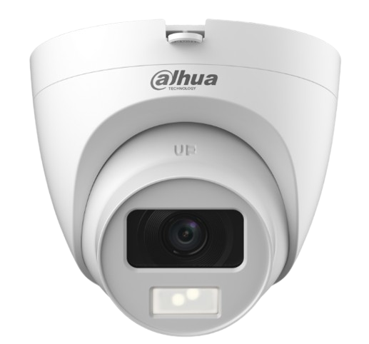CÁMARA ANÁLOGA DOMO DE 5 MP. CON ILUMINACIÓN DUAL INTELIGENTE Y FULL COLOR. LENTE DE 2.8 MM CON ÁNGULO DE VISIÓN DE 106°. OFRECE LUZ VISIBLE HASTA 20 METROS, MICRÓFONO INTEGRADO IP67. COMPATIBLE CON CVI, CVBS, AHD Y TVI #HDCVI9.0 #5MP