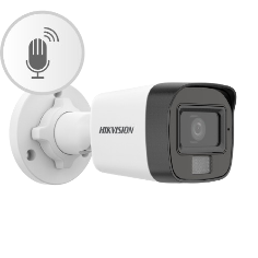 CAMARA BULLET DE 5MP HIKVISION/ LENTE 2.8MM/ IR 30 METROS + 20 METROS LUZ BLANCA/ GRAN ANGULAR 104.9°/EXTERIOR IP67/ MICROFONO INTEGRADO/METALICA