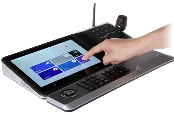DAHUA DHI-NKB5000-F - TECLADO CONTROLADOR DE RED HD CONTROL DE PTZS / DVRS / NVRS E IP. 4 SALIDAS HDMI / SOPORTA FUNCIÓN DE VIDEOWALL / SOPORTA RESOLUCIÓN 4K. ONVIF / TECLADO INALÁMBRICO / PANTALLA TÁCTIL DE 10 PULGADAS / WIFI / RS232 /RS485. #DAHUA #DHI_NKB5000F #ControlDeVideovigilancia #TecnologíaDeSeguridad #MonitoreoProfesional #TecnologíaInnovadora