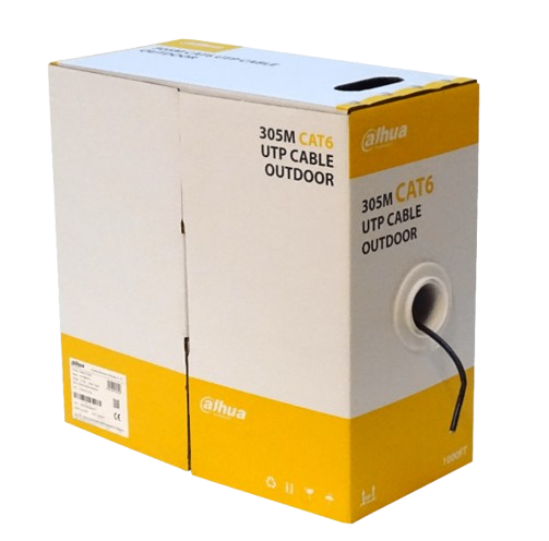 1 DAHUA DH-PFM920-6UN-CAJA-AMARILLA - CABLE DAHUA UTP PARA USO EXTERIOR COLOR NEGRO CAT6 RCP E/UL CMD DE 305 METROS
