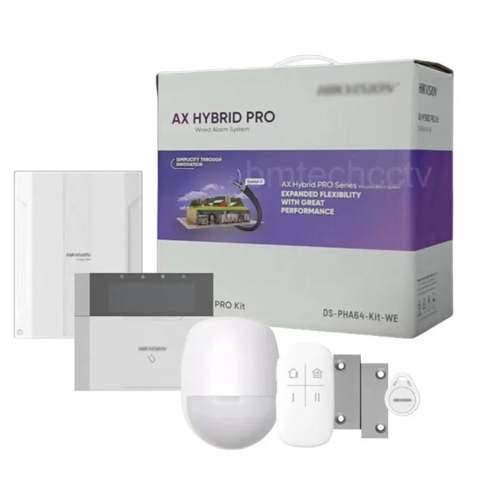 KIT DE PANEL DE ALARMA HIKVISION AX HYBRID PRO DE 64 ZONAS
