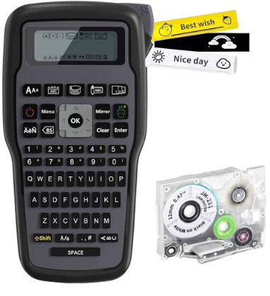 ETIQUETADORA TERMICA PORTÁTIL MARKDOMAIN E1000-DOBLE ALIMENTACION, COMPATIBLE CON BROTHER / INCLUYE USB Y CINTA
