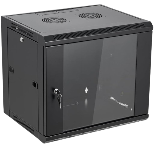 GABINETE DE SEGURIDAD DE 9U. SENCILLO DE MARCA MGM 600*600*497mm PARA SERVIDORES Y REDES CON APERTURA LATERALES Y OPCIÓN A CERRADURA.