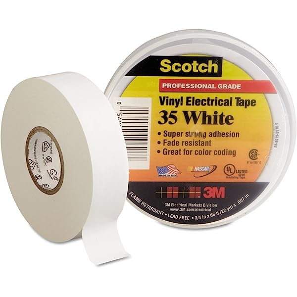 CINTA DE VINILO ELÉCTRICA DE CODIFICACIÓN DE COLOR, 3/4 PULGADAS X66 PIES,(22 YD) COLOR BLANCO