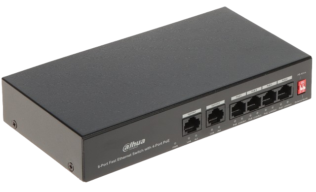 DAHUA DH-PFS3006-4ET-36 - SWITCH POE DE 6 PUERTOS FAST ETHERNET / 4 PUERTOS POE + 2 PUERTOS UPLINK 10/100/ 36 WATTS TOTALES / SWITCHING 1.2 Gbps / TASA DE REENVÍO DE PAQUETES .89 Mbps / CON PROTECCIÓN DE DESCARGAS. #Dahua #SwitchPoE #CámarasIP #SeguridadElectrónica #Videovigilancia #Redes #SwitchIndustrial #SolucionesPoE #DistribuidorDahua #TecnologíaDeSeguridad